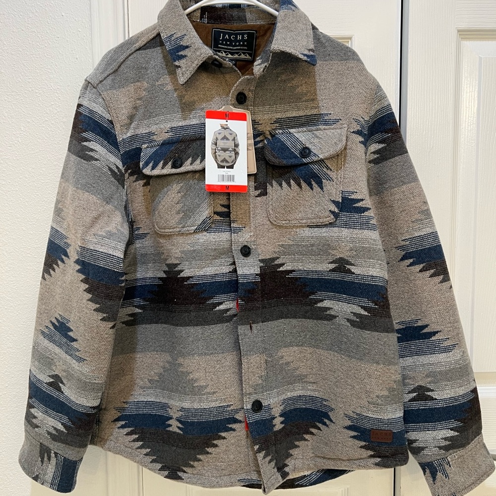 Jachs Tan Aztec sherpa Lined Shirt Jacket M